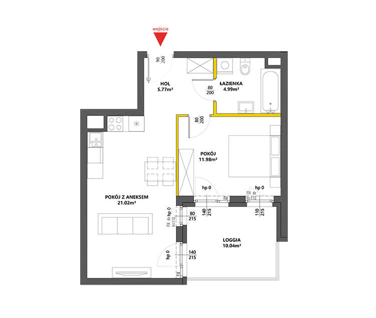 2 комнаты · 43,7 m² · Этаж 3 · Квартира 24