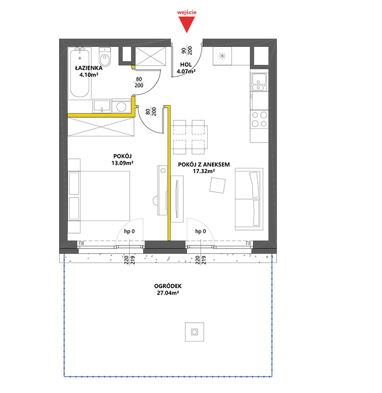 2 pokoje · 38,6 m² · Piętro 0 · Lokal 3