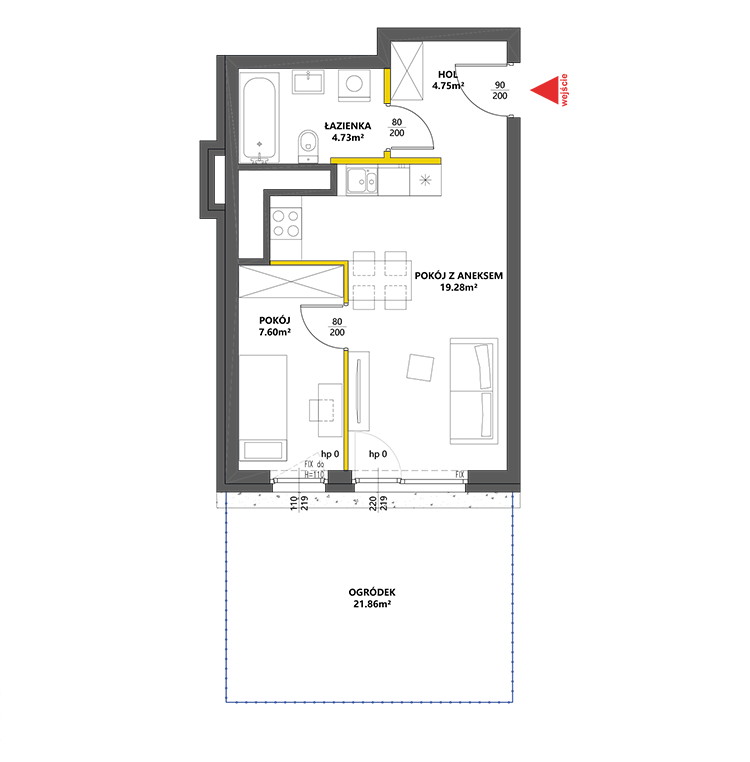 2 pokoje · 36,4 m² · Piętro 0 · Lokal 4