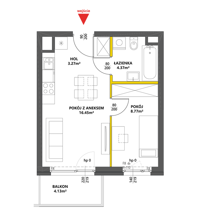 2 pokoje · 32,9 m² · Piętro 2 · Lokal 95