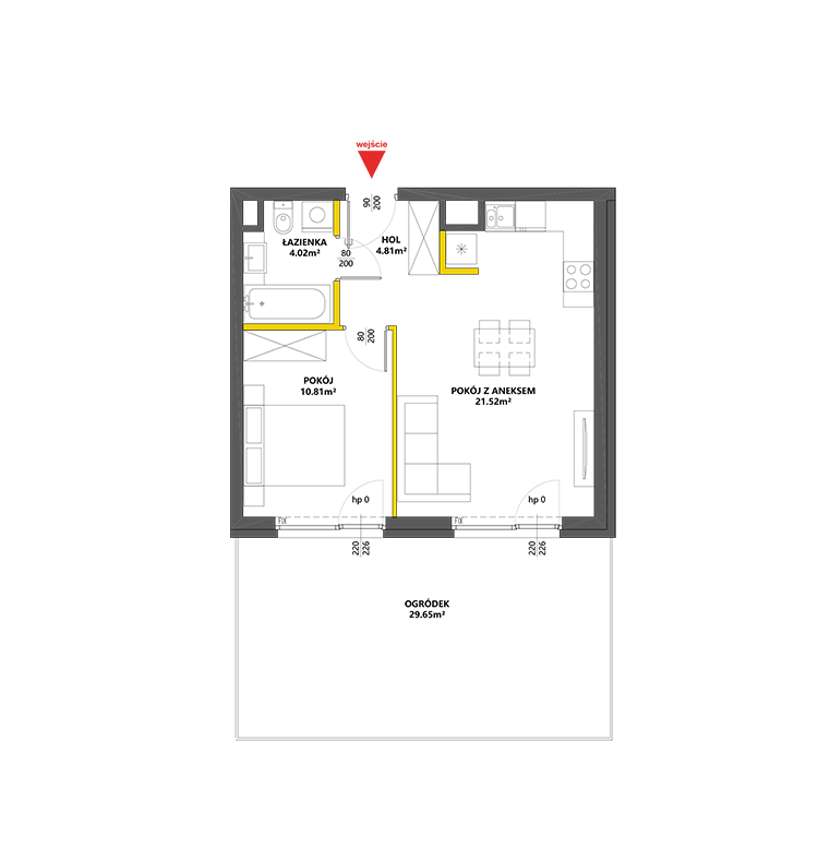 2 pokoje · 41,2 m² · Piętro 0 · Lokal 1