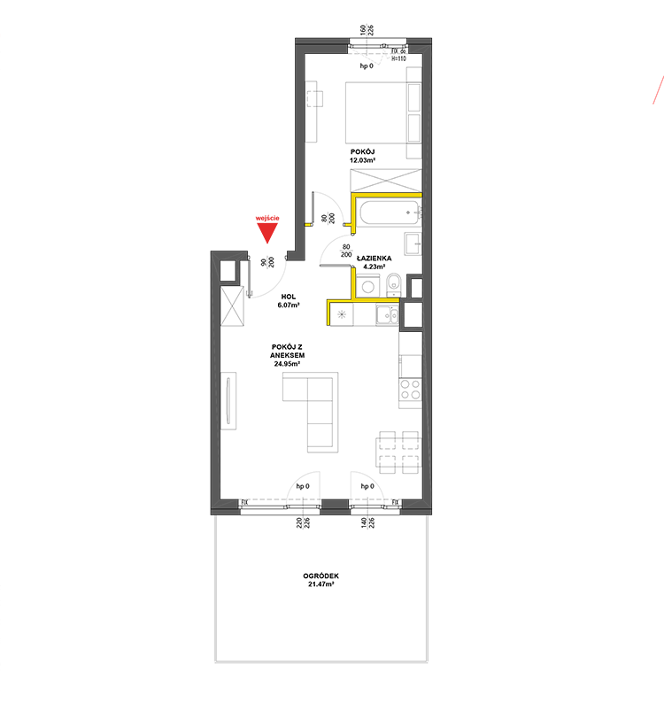 2 комнаты · 47,3 m² · Этаж 0 · Квартира 107
