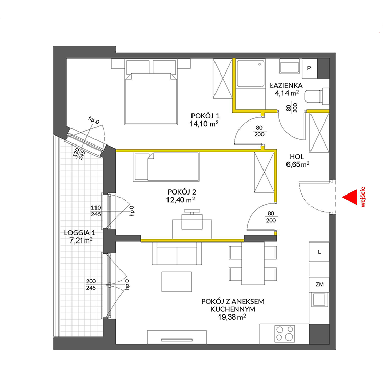 3 rooms · 58,1 m² · Floor 1 · Unit 10