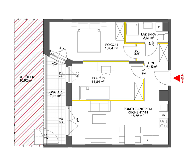 3 rooms · 54,6 m² · Floor 0 · Unit 3