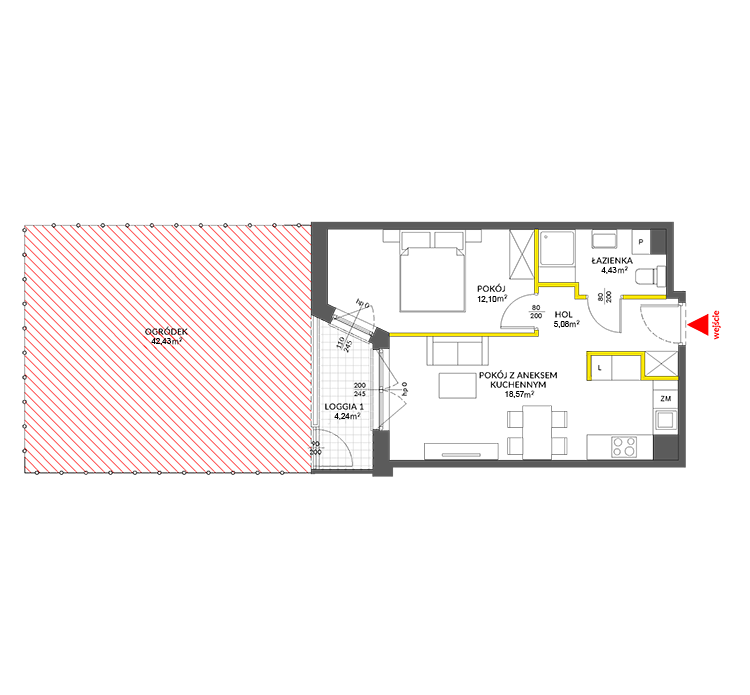 2 rooms · 41,4 m² · Floor 0 · Unit 229