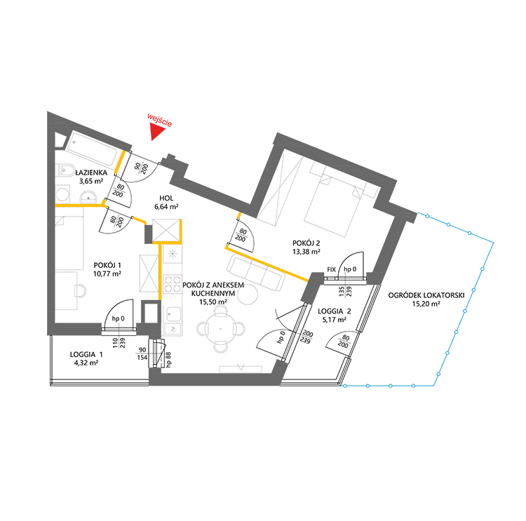 3 кімнат · 49,9 m² · Поверх 0 · Квартира 1