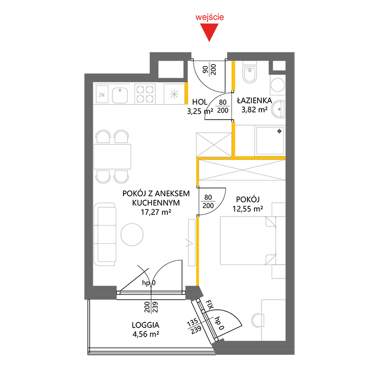 2 кімнат · 36,9 m² · Поверх 2 · Квартира 12