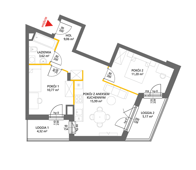 3 кімнат · 50,6 m² · Поверх 3 · Квартира 15