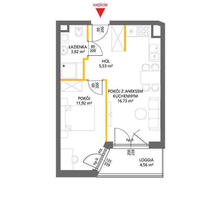 2 кімнат · 38,1 m² · Поверх 3 · Квартира 16