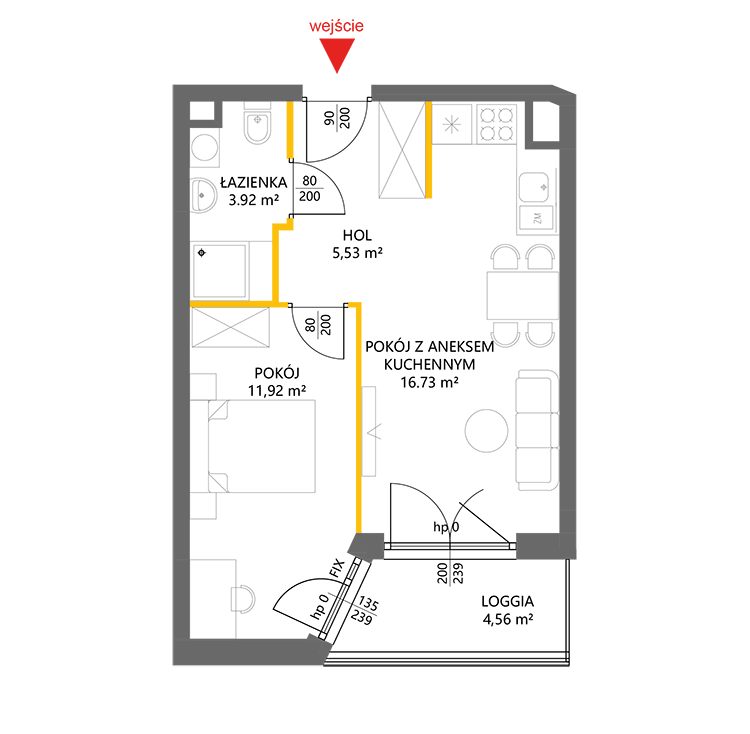 2 кімнат · 38,1 m² · Поверх 4 · Квартира 20