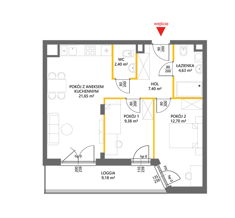 3 кімнат · 58,2 m² · Поверх 0 · Квартира 3