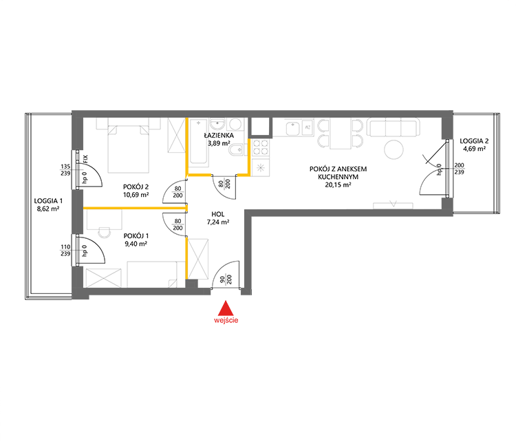 3 кімнат · 51,4 m² · Поверх 1 · Квартира 30