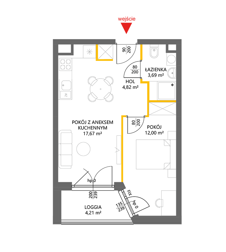 2 кімнат · 38,2 m² · Поверх 3 · Квартира 38