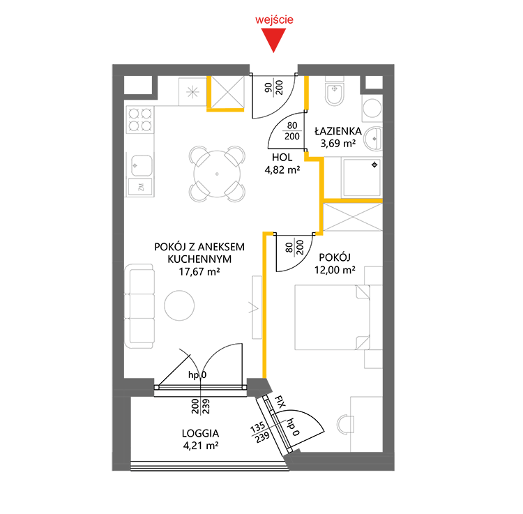 2 кімнат · 38,2 m² · Поверх 4 · Квартира 43