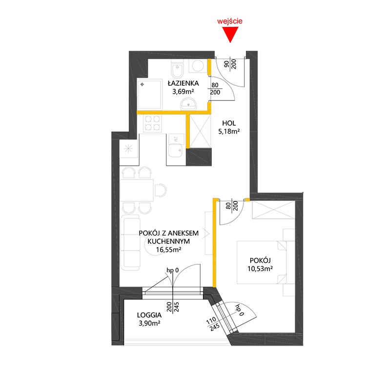 2 rooms · 36 m² · Floor 6 · Unit 137
