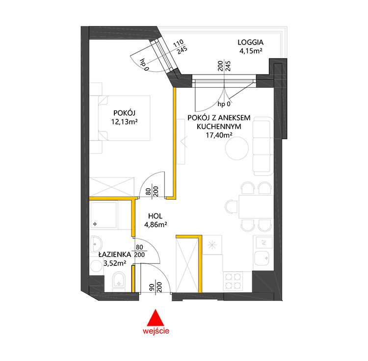 2 rooms · 37,9 m² · Floor 6 · Unit 87