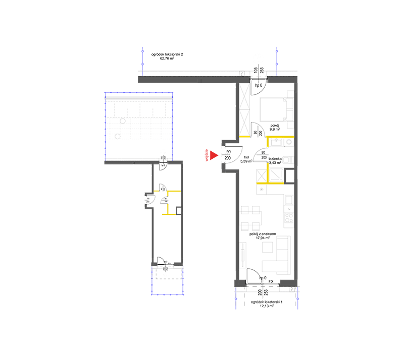 2 rooms · 36,9 m² · Floor 0 · Unit 42