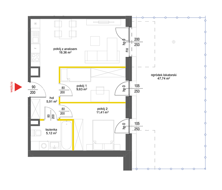 3 rooms · 51,4 m² · Floor 0 · Unit 55