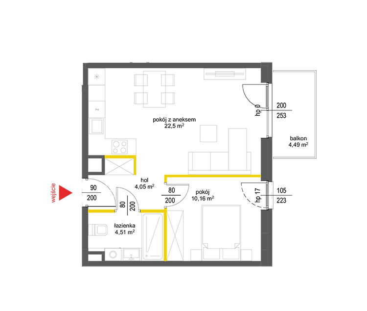 2 rooms · 41,2 m² · Floor 2 · Unit 72