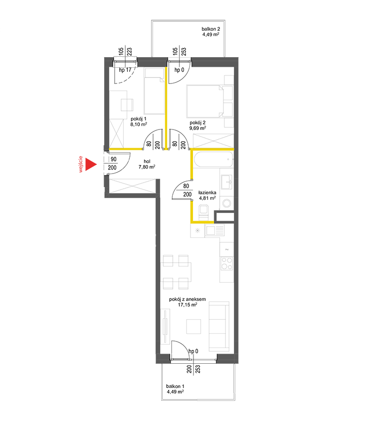 3 pokoje · 47,6 m² · Piętro 3 · Lokal 55