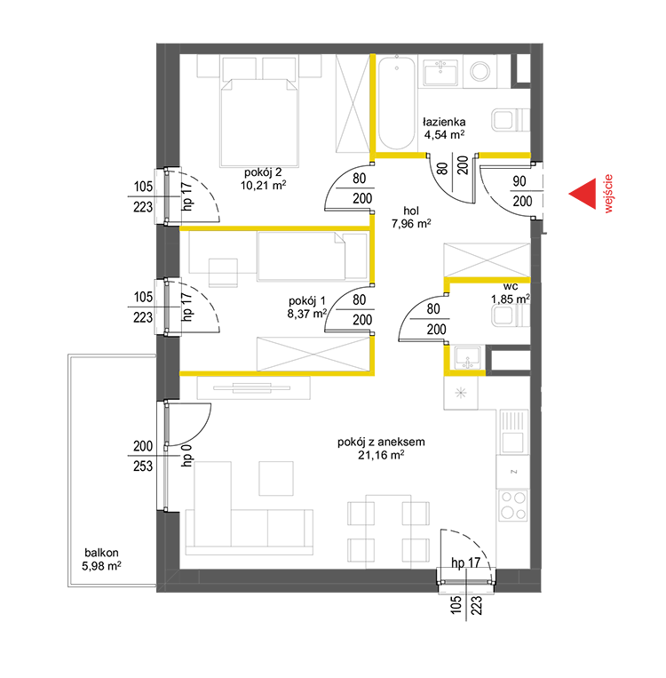 3 pokoje · 54,1 m² · Piętro 3 · Lokal 31
