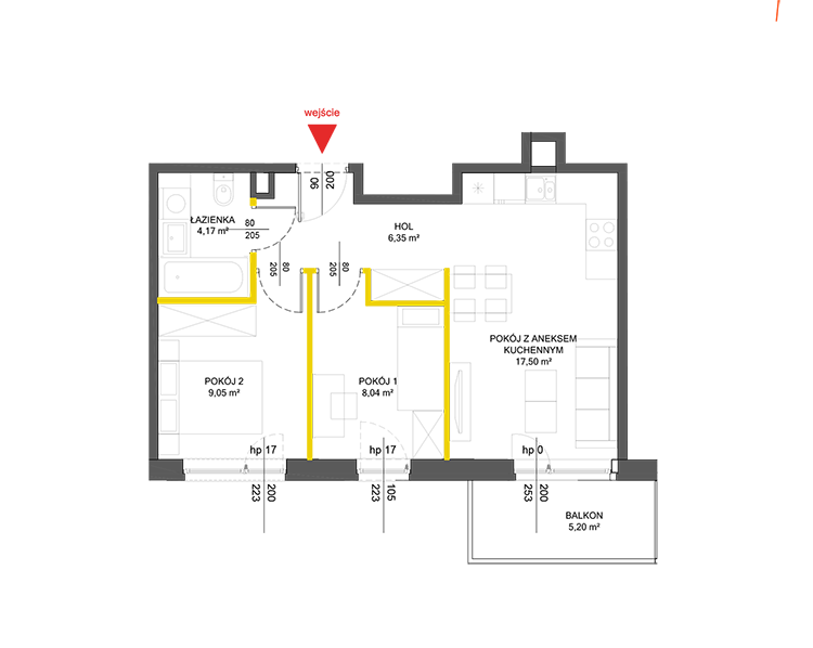 3 pokoje · 45,6 m² · Piętro 3 · Lokal 116