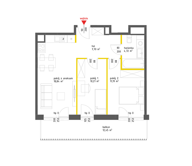 3 pokoje · 52,6 m² · Piętro 6 · Lokal 33