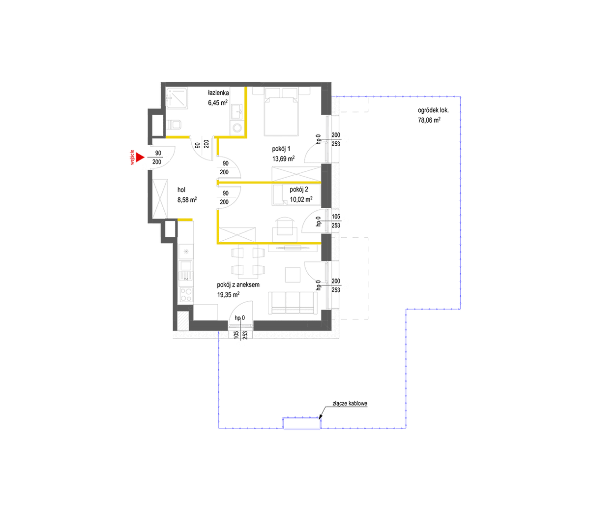3 rooms · 58,1 m² · Floor 0 · Unit 1