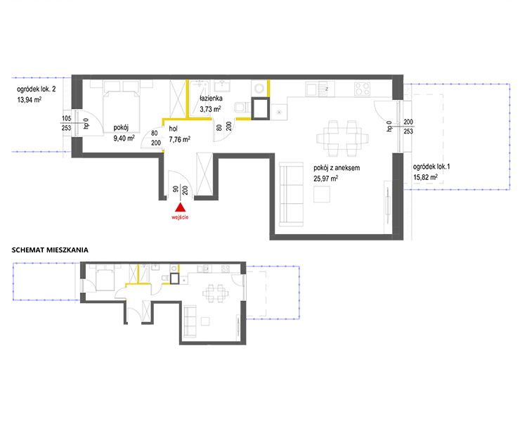2 rooms · 46,9 m² · Floor 0 · Unit 3