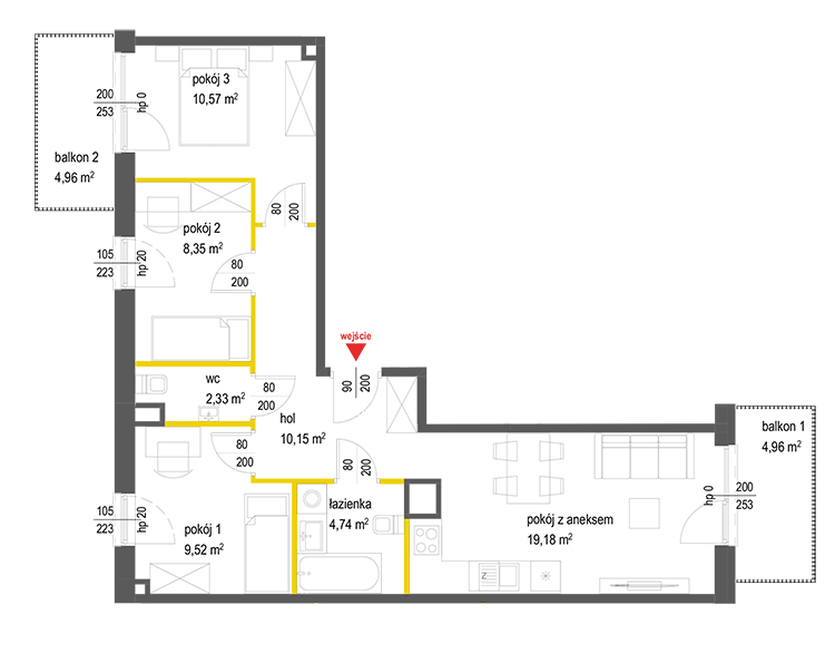 4 rooms · 64,8 m² · Floor 3 · Unit 30