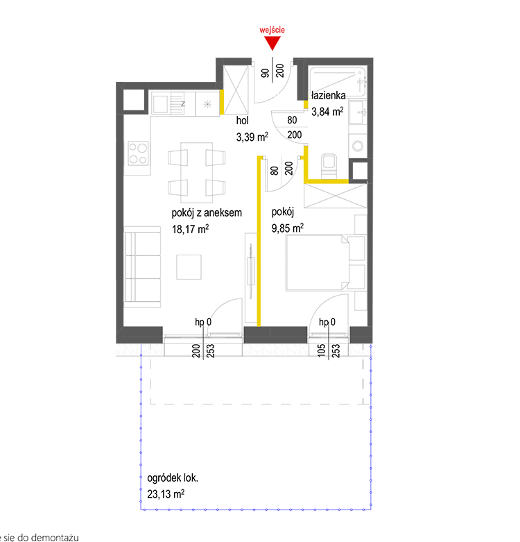 2 rooms · 35,3 m² · Floor 0 · Unit 44