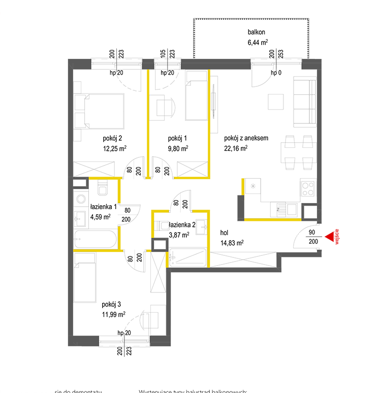 4 rooms · 79,5 m² · Floor 1 · Unit 79