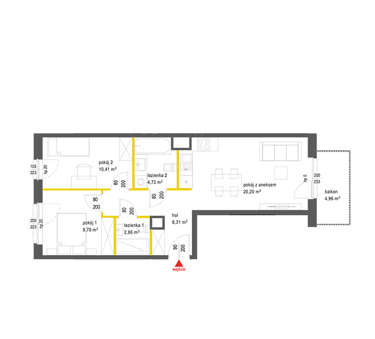 3 rooms · 56,2 m² · Floor 1 · Unit 5