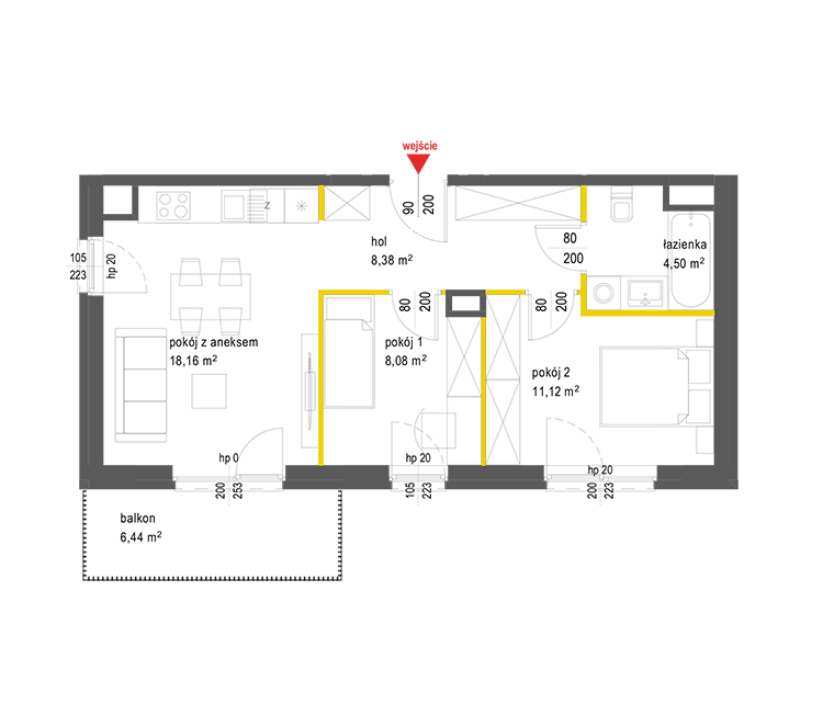 3 rooms · 50,2 m² · Floor 2 · Unit 83