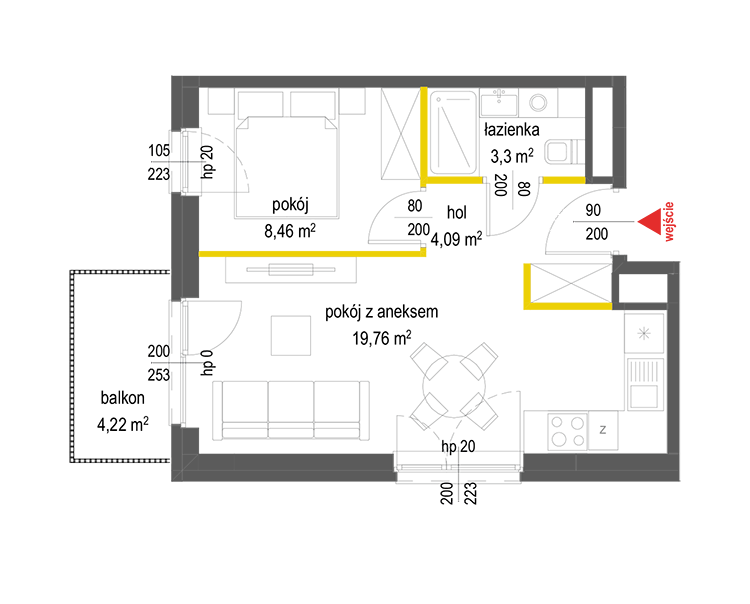 2 кімнат · 35,6 m² · Поверх 5 · Квартира 105