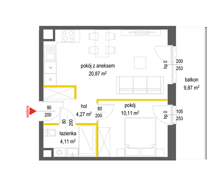 2 кімнат · 39,4 m² · Поверх 5 · Квартира 101