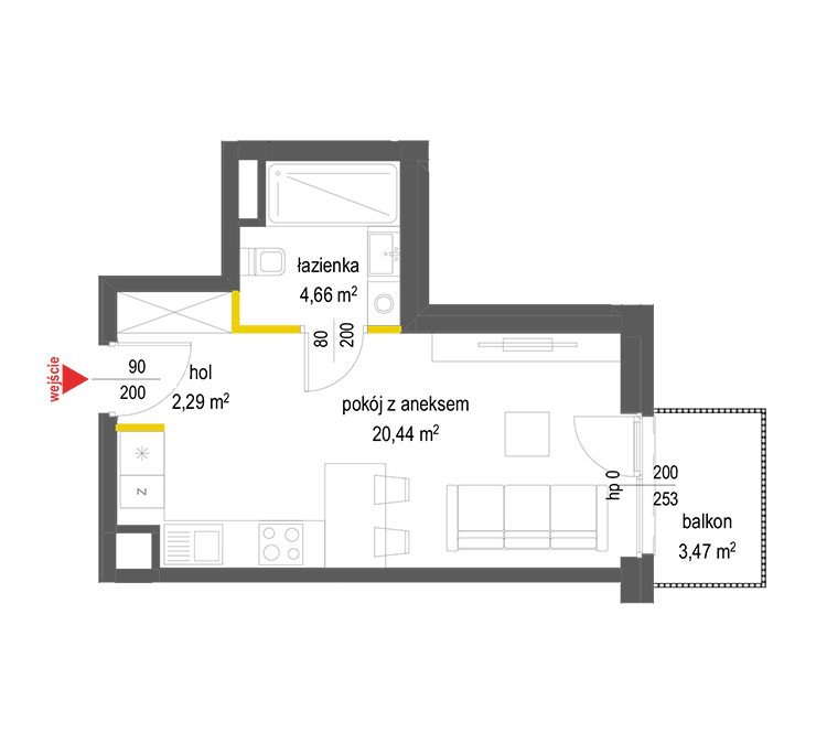 1 кімната · 27,4 m² · Поверх 4 · Квартира 25