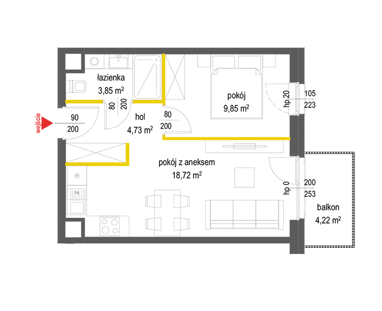 2 кімнат · 37,2 m² · Поверх 4 · Квартира 26