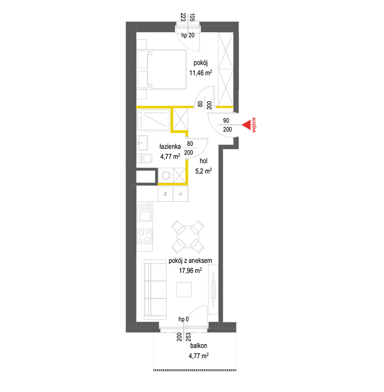 2 кімнат · 39,4 m² · Поверх 2 · Квартира 44
