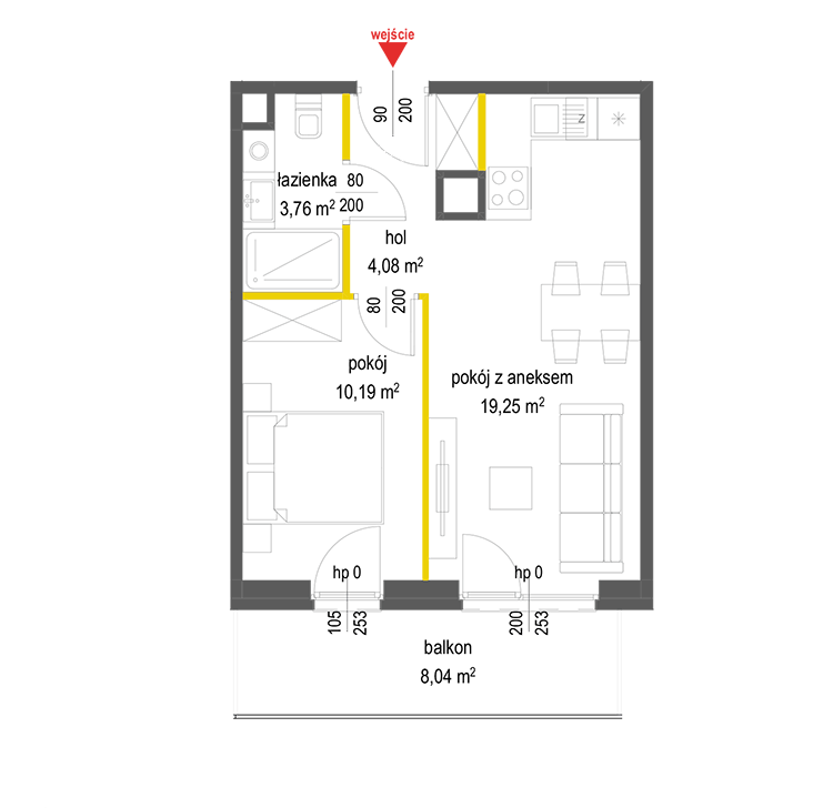 2 кімнат · 37,3 m² · Поверх 3 · Квартира 46
