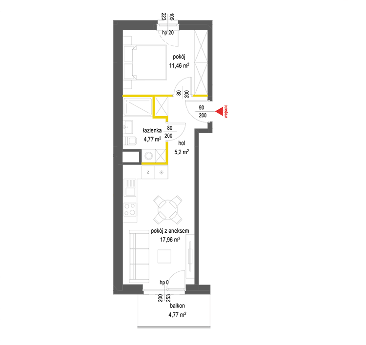 2 кімнат · 39,4 m² · Поверх 4 · Квартира 52