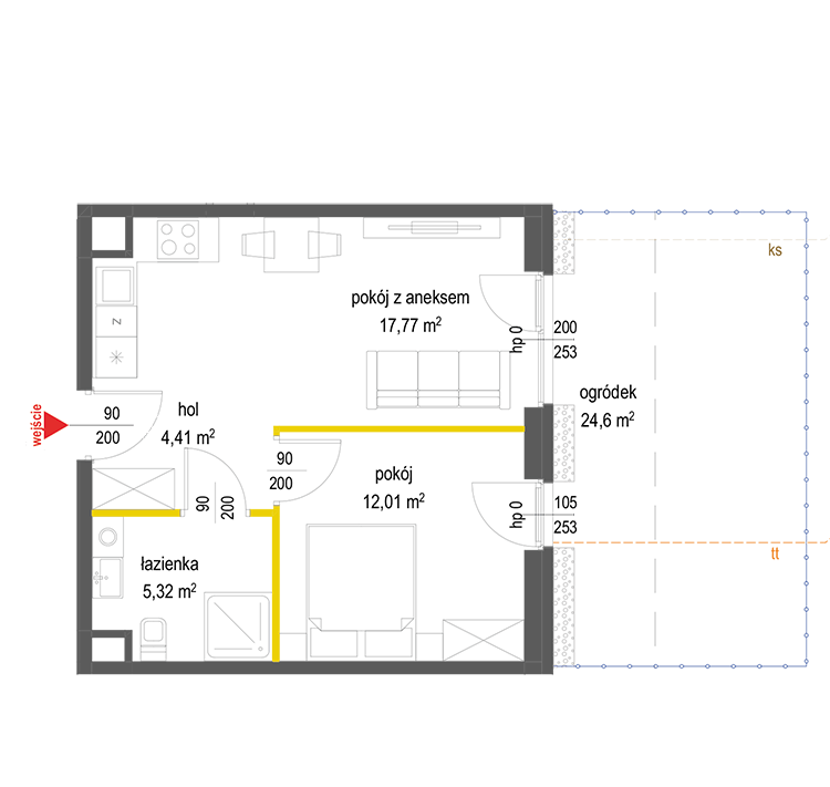 2 кімнат · 39,5 m² · Поверх 0 · Квартира 59