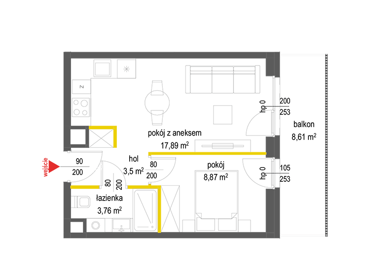 2 кімнат · 34 m² · Поверх 1 · Квартира 68