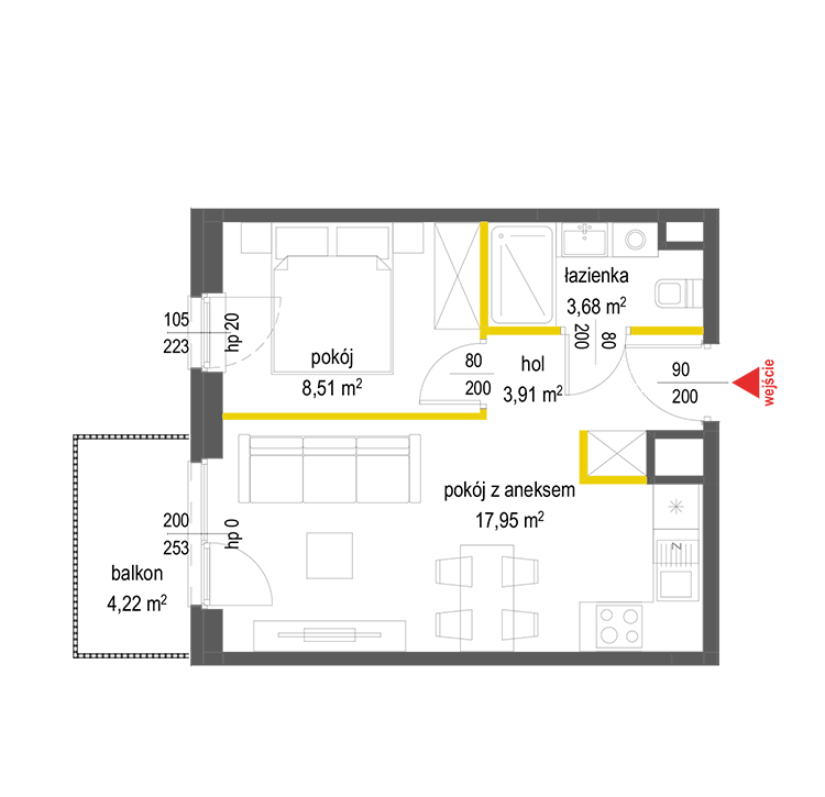 2 кімнат · 34,1 m² · Поверх 2 · Квартира 79