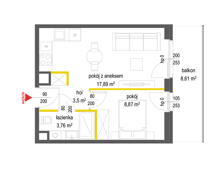 2 кімнат · 34 m² · Поверх 3 · Квартира 85