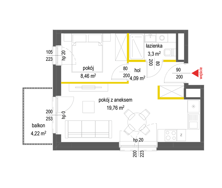 2 кімнат · 35,6 m² · Поверх 3 · Квартира 87