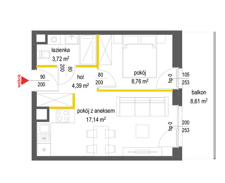 2 кімнат · 34 m² · Поверх 4 · Квартира 93
