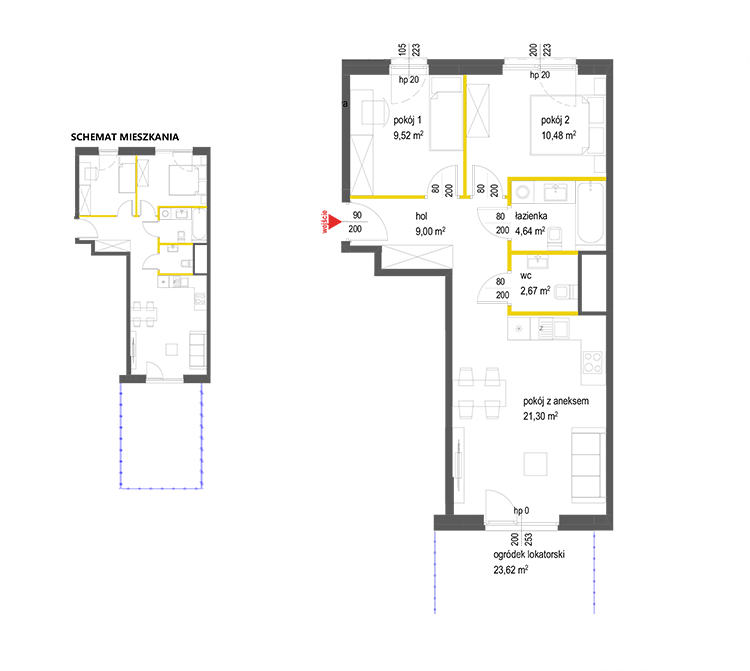 3 rooms · 57,6 m² · Floor 0 · Unit 63