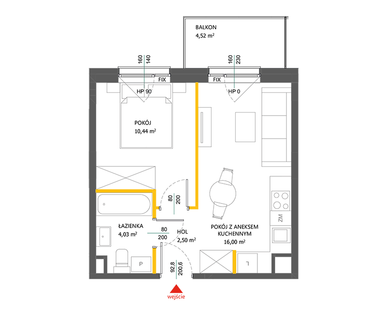 2 rooms · 33 m² · Floor 3 · Unit 157