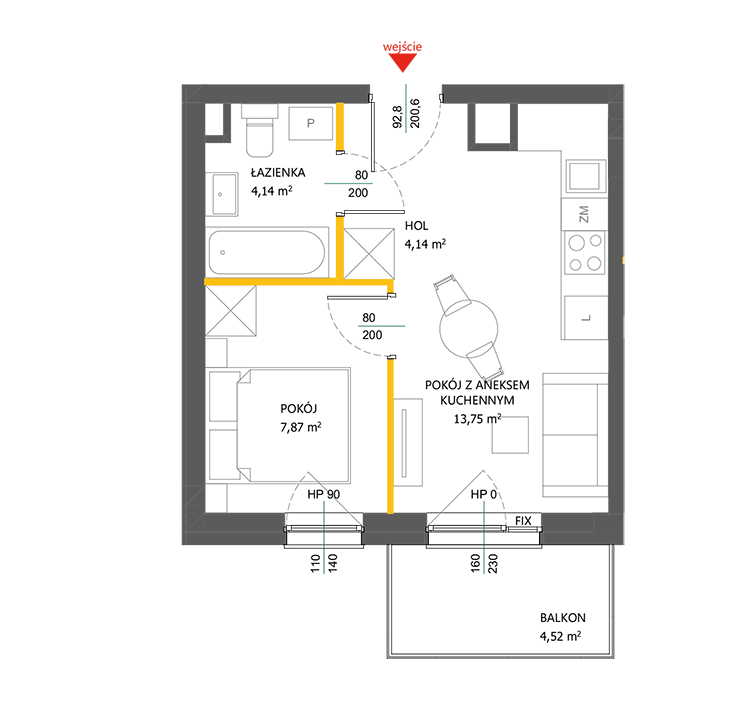 2 rooms · 29,9 m² · Floor 1 · Unit 18